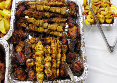 Various meat kabob skewers